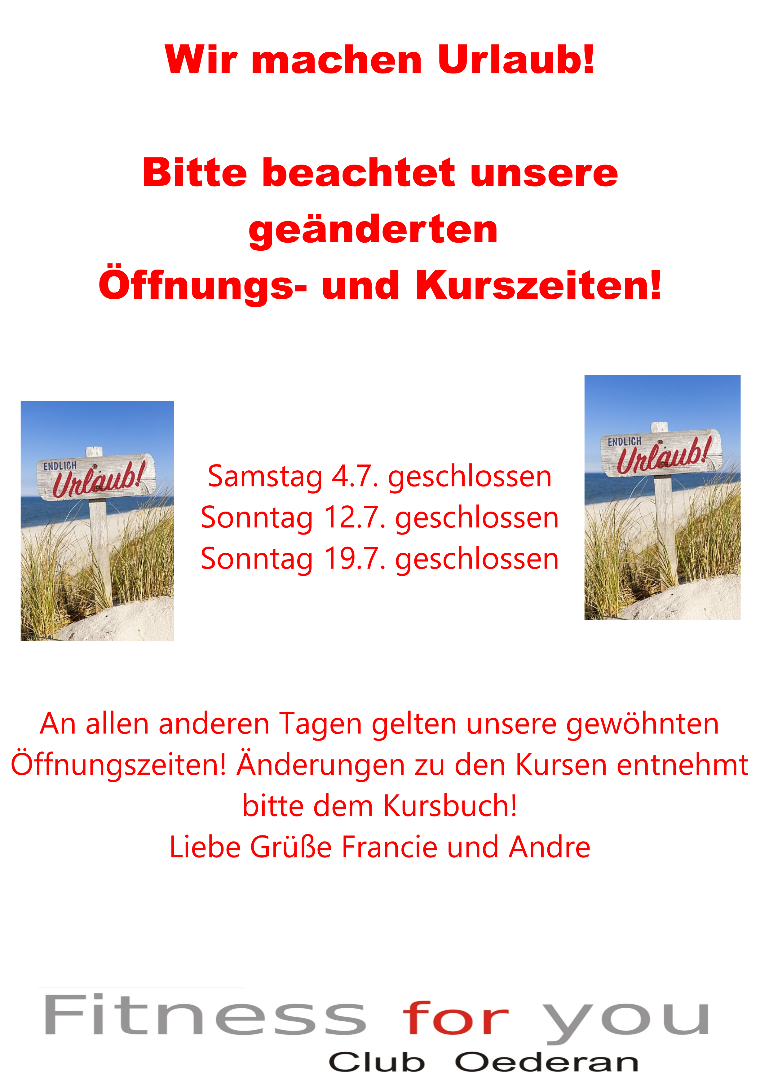 Urlaubszeiten
